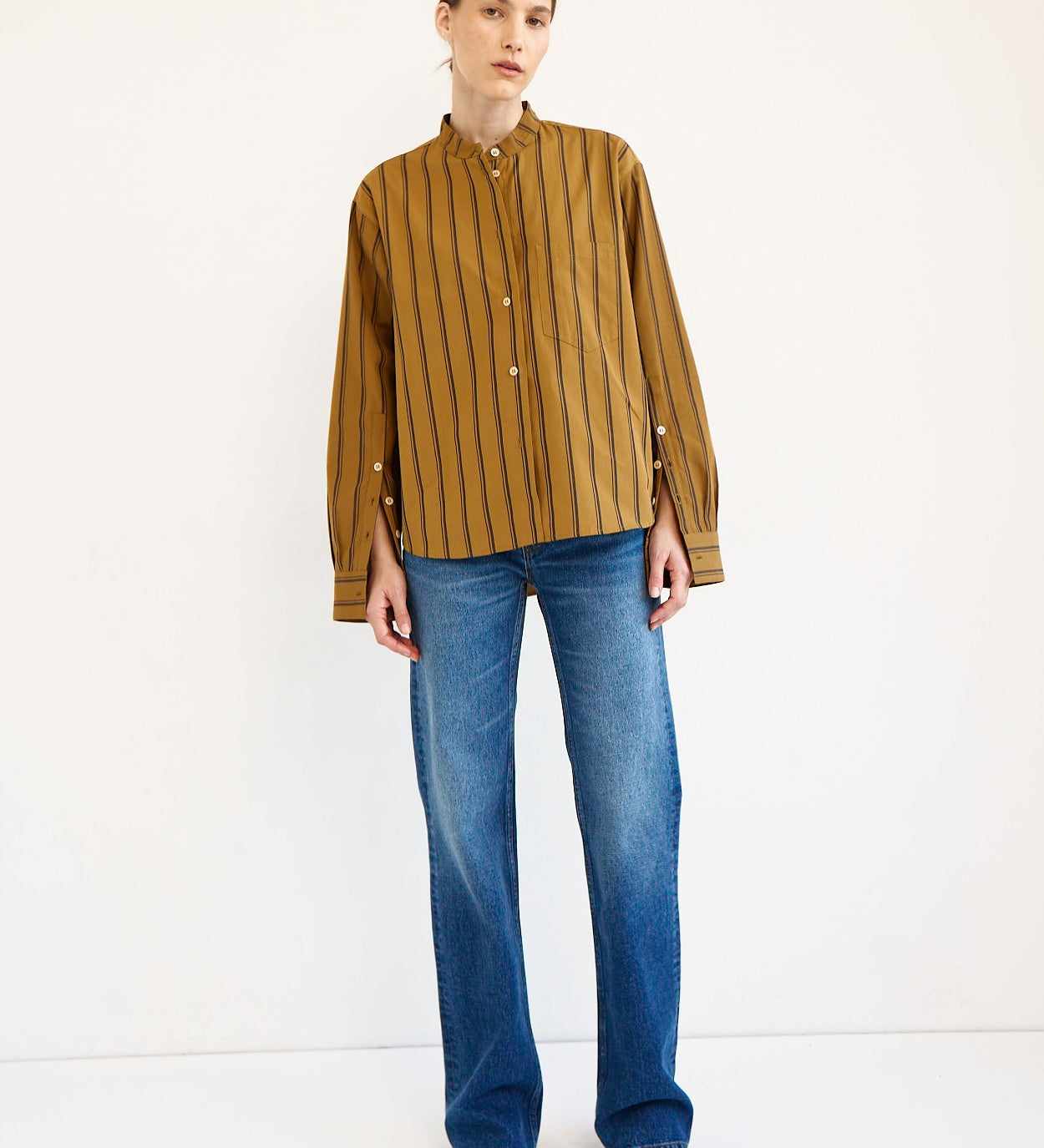 Jamie Haller - The Editor Shirt in Goldenrod Stripe