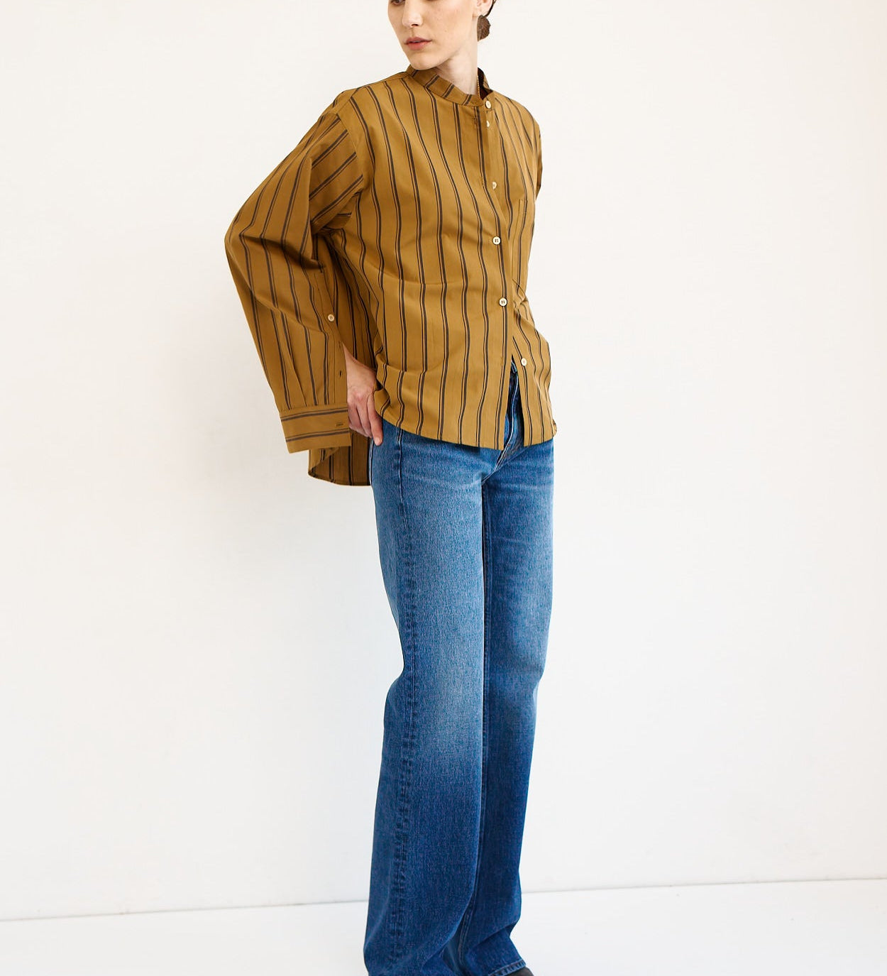 Jamie Haller - The Editor Shirt in Goldenrod Stripe