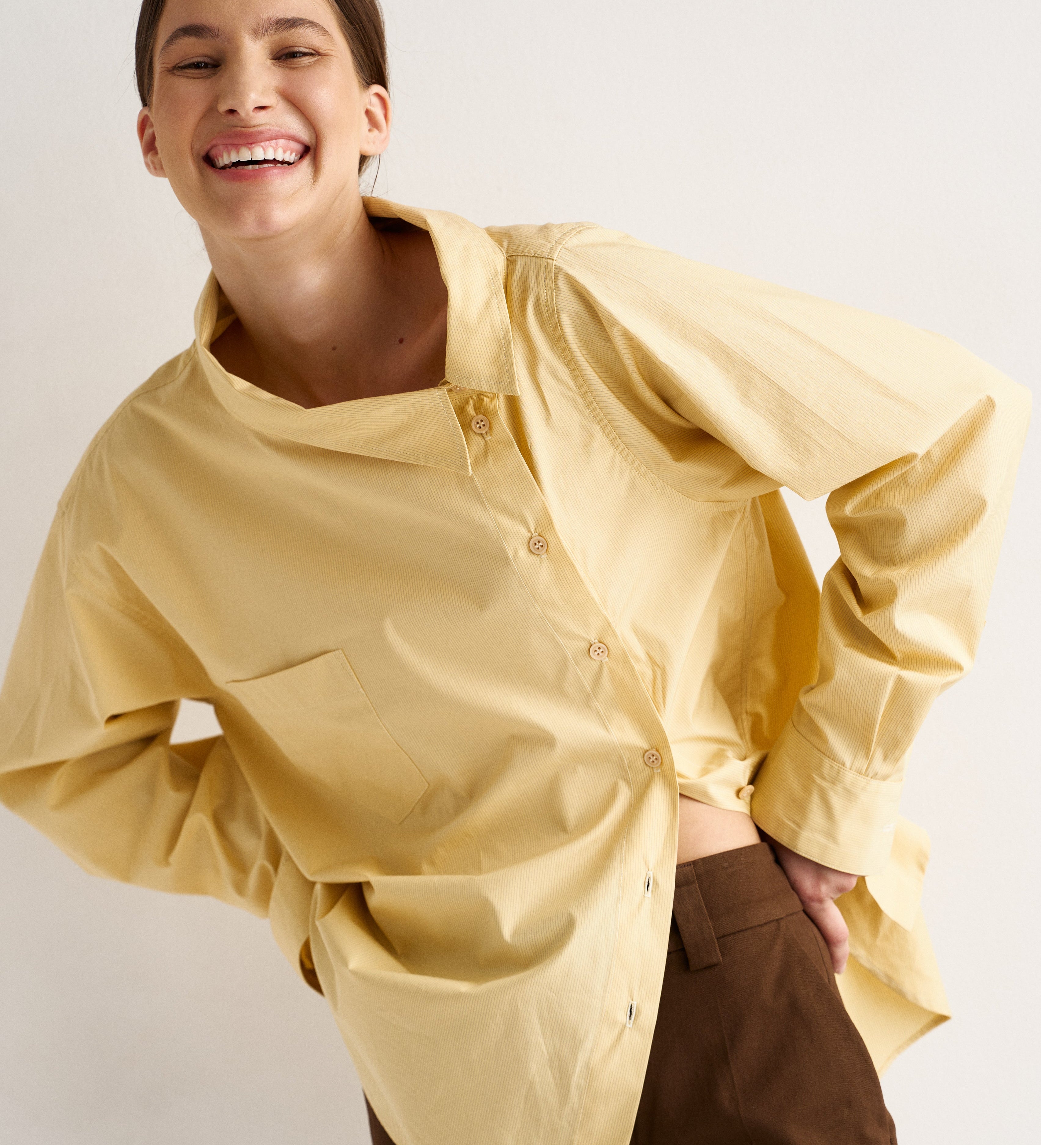 Jamie Haller - The Asymmetry Shirt in Yellow Baby Stripe