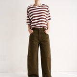 Jamie Haller - The Draped Tee in Brown Rugby Stripes