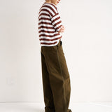 Jamie Haller - The Draped Tee in Brown Rugby Stripes