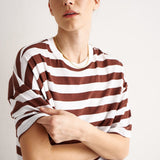 Jamie Haller - The Draped Tee in Brown Rugby Stripes