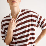 Jamie Haller - The Draped Tee in Brown Rugby Stripes