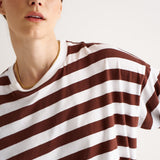 Jamie Haller - The Draped Tee in Brown Rugby Stripes