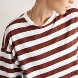 Jamie Haller - The Draped Tee in Brown Rugby Stripes