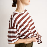 Jamie Haller - The Draped Tee in Brown Rugby Stripes
