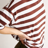 Jamie Haller - The Draped Tee in Brown Rugby Stripes