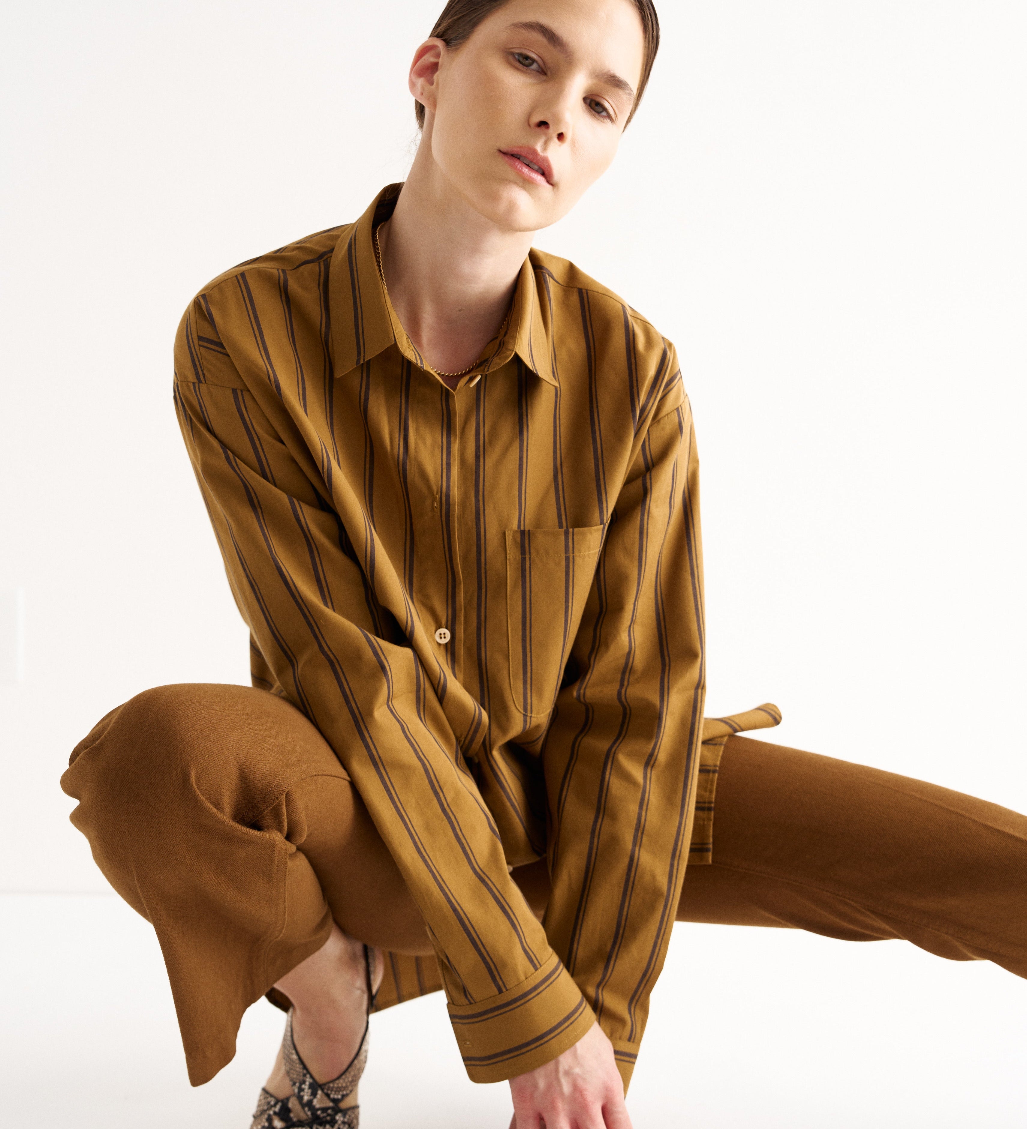 Jamie Haller - The Essential Shirt in Goldenrod Stripe