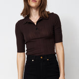 Jamie Haller - The Slim Polo Tee in Cocoa