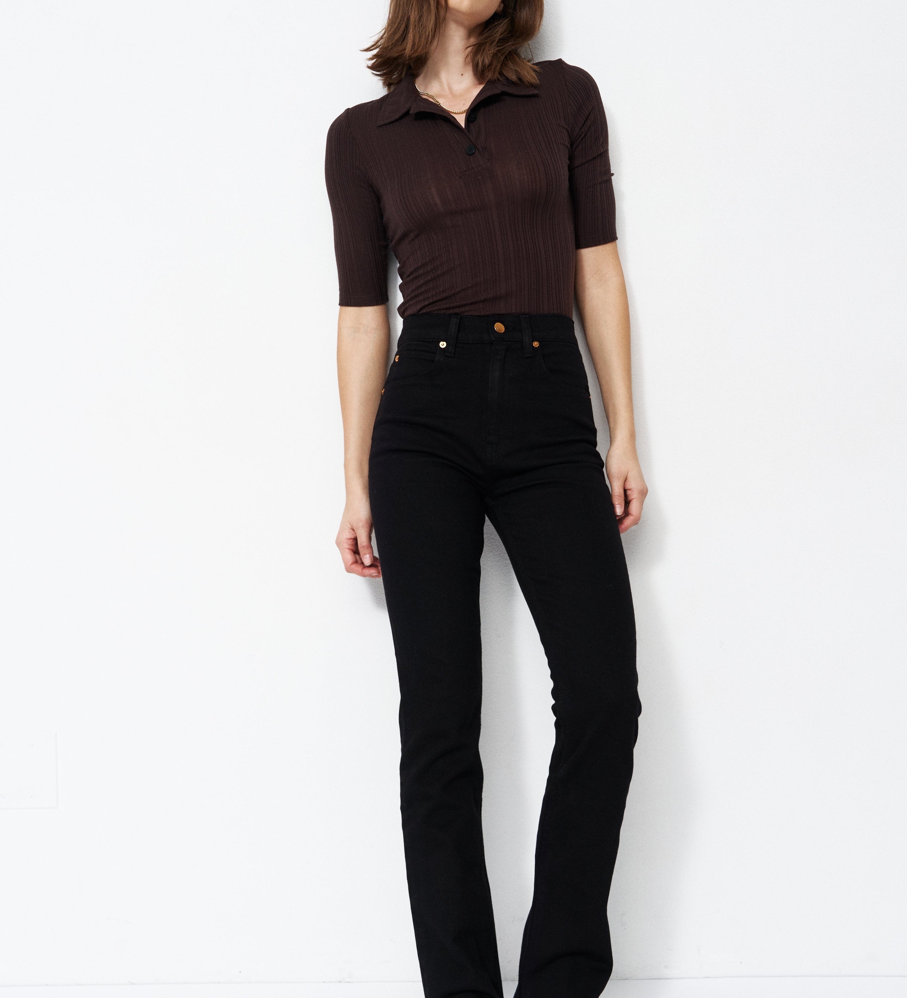 Jamie Haller - The Slim Polo Tee in Cocoa