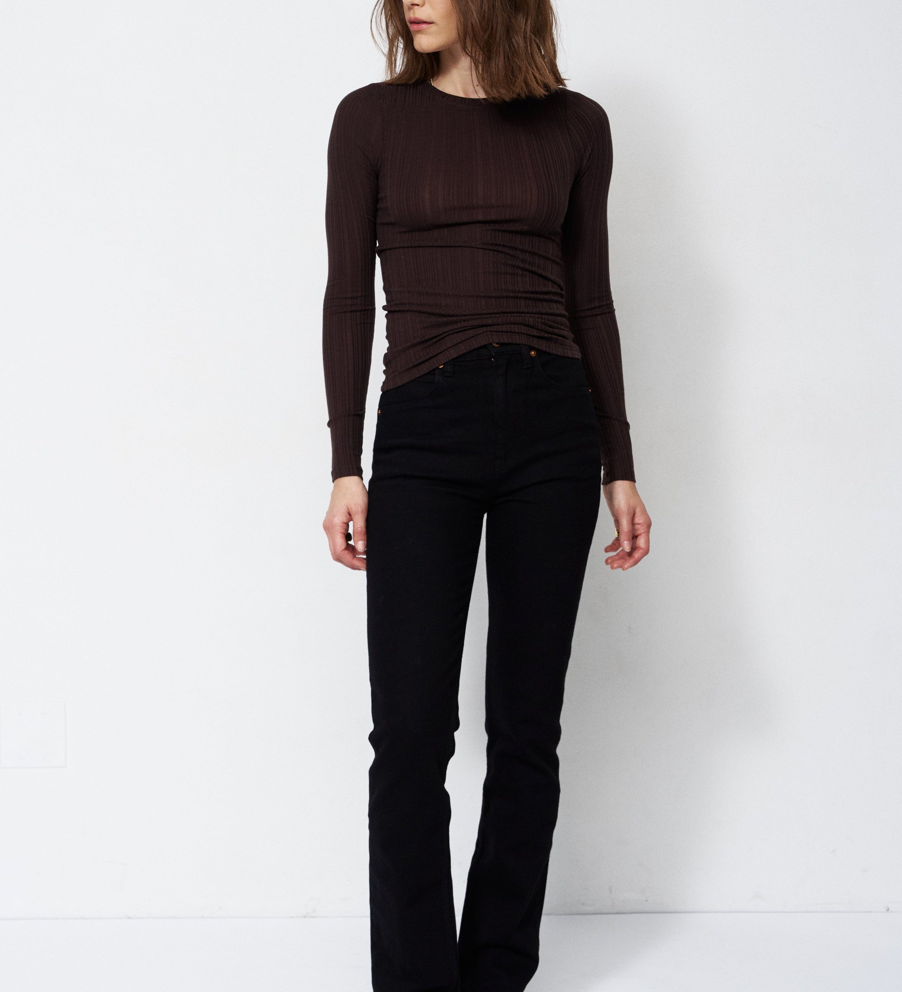 Jamie Haller - The Long Rib Tee in Cocoa