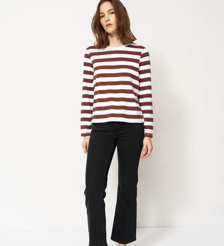 Jamie Haller - The Capital Tee in Brown Rugby Stripe