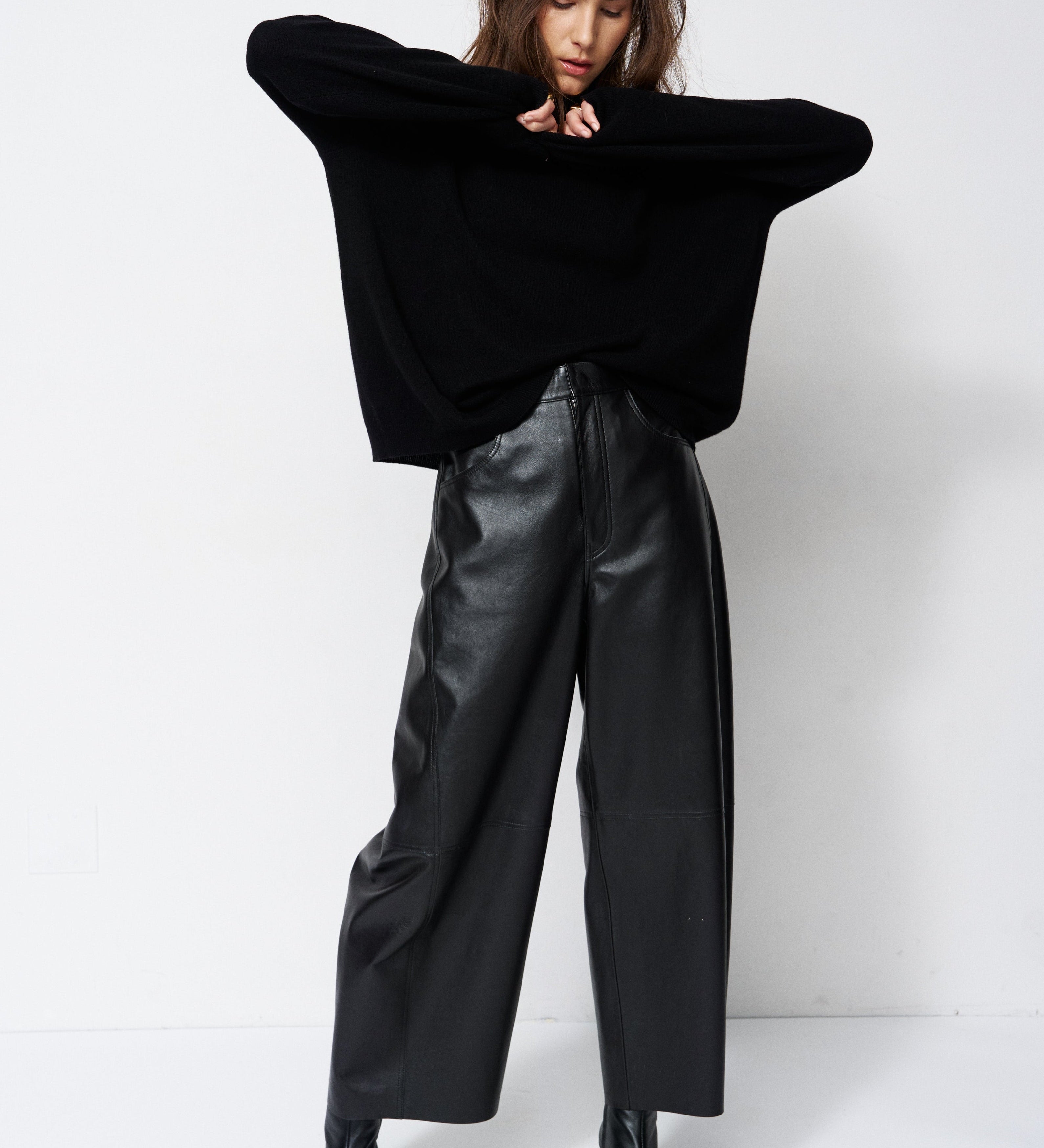 Jamie Haller - The Leather Sculpted Baggy Pant in Black