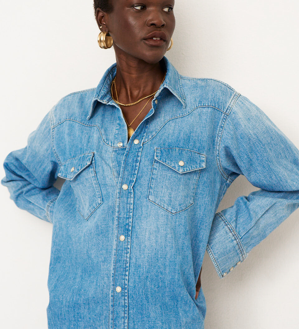 Jamie Haller - The Loretta Western Shirt in Timeworn Indigo