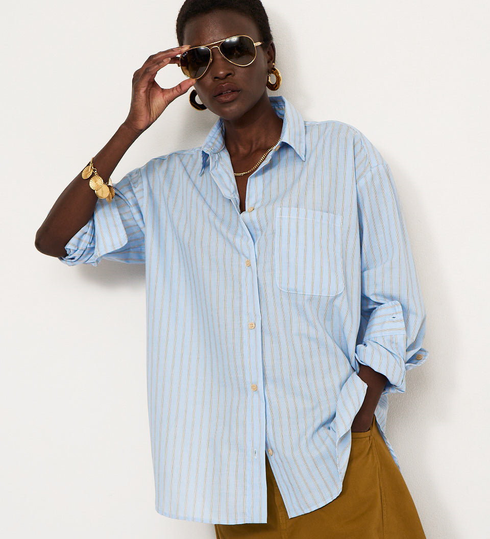 Jamie Haller - The Essential Shirt in Baby Blue Stripe