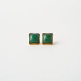 Jamie Haller - The Cufflink Stud Earring - Large in Dark Green Aventurine