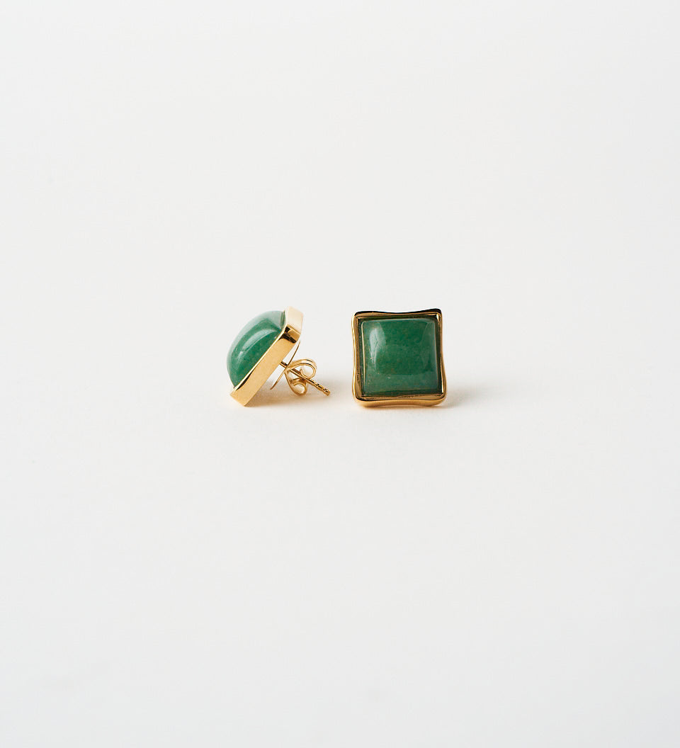 Jamie Haller - The Cufflink Stud Earring - Large in Dark Green Aventurine