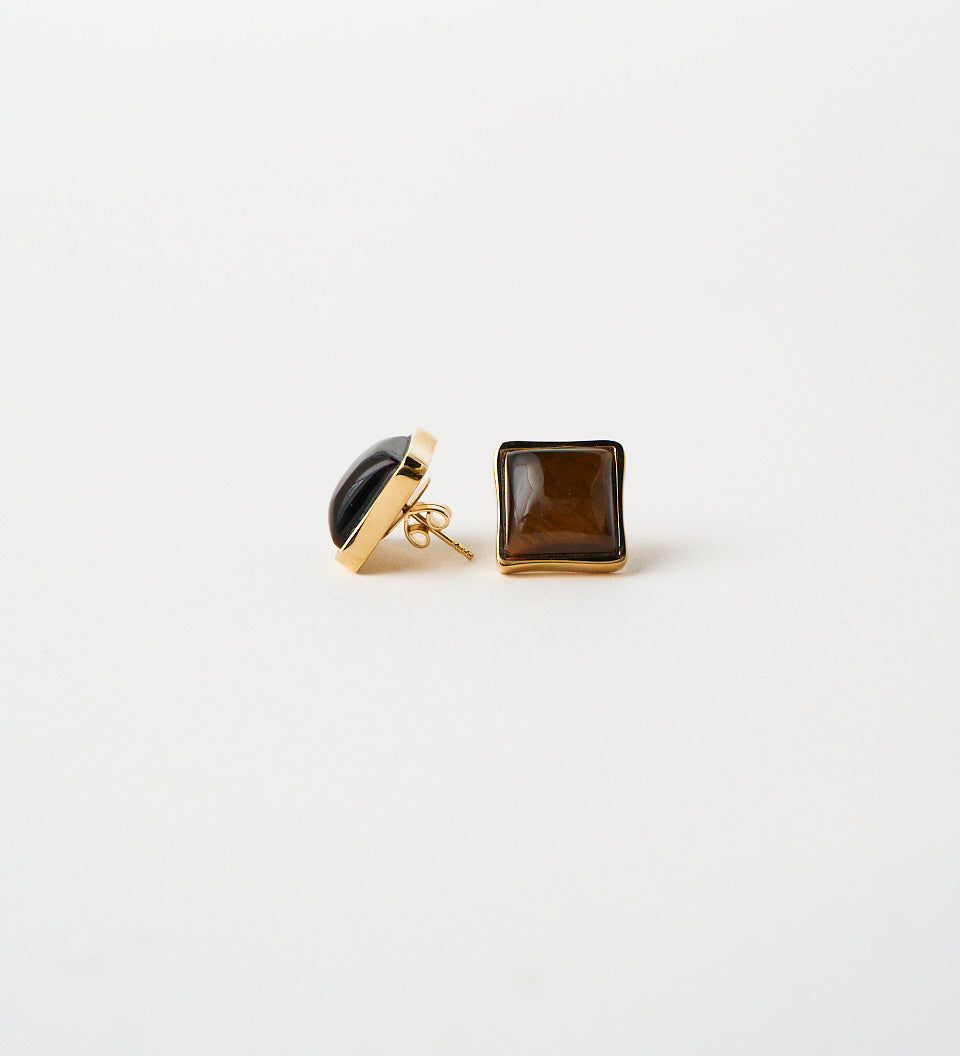 Jamie Haller - The Cufflink Stud Earring - Large in Tiger's Eye