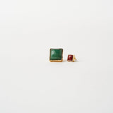 Jamie Haller - The Cufflink Stud Earring - Large in Dark Green Aventurine
