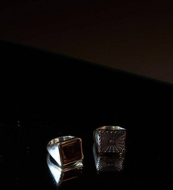 Jamie Haller - The Chaos Sunburst Square Signet in Sterling Silver