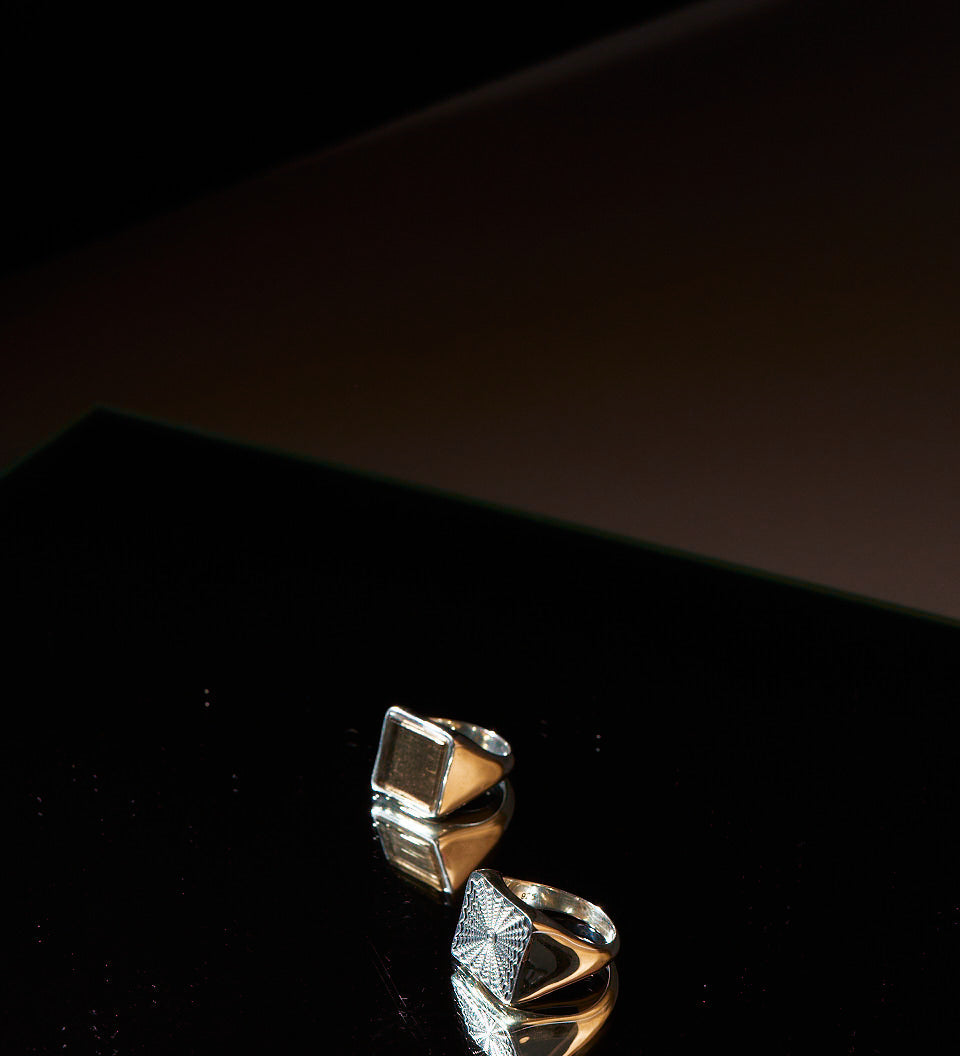 Jamie Haller - The Chaos Sunburst Square Signet in Sterling Silver