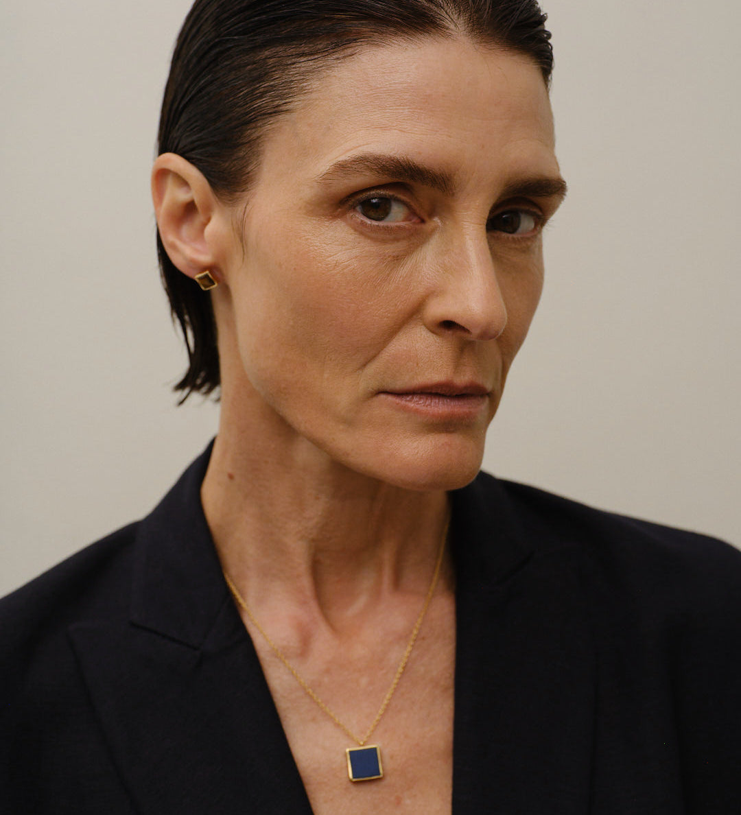 Jamie Haller - The Cufflink Stud Earring - Small in Tiger's Eye