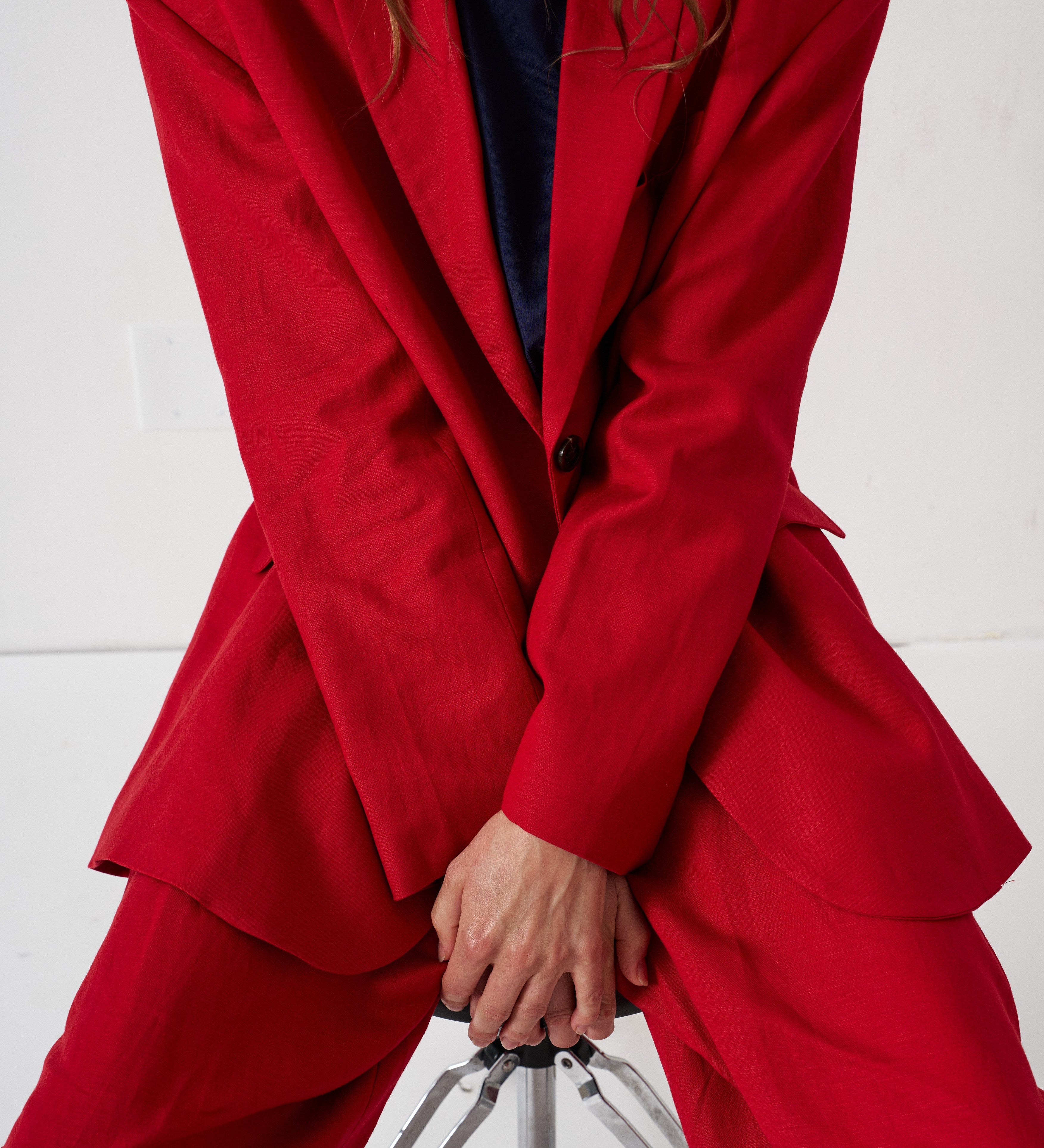 Jamie Haller - The Linen Oversized Blazer in Red