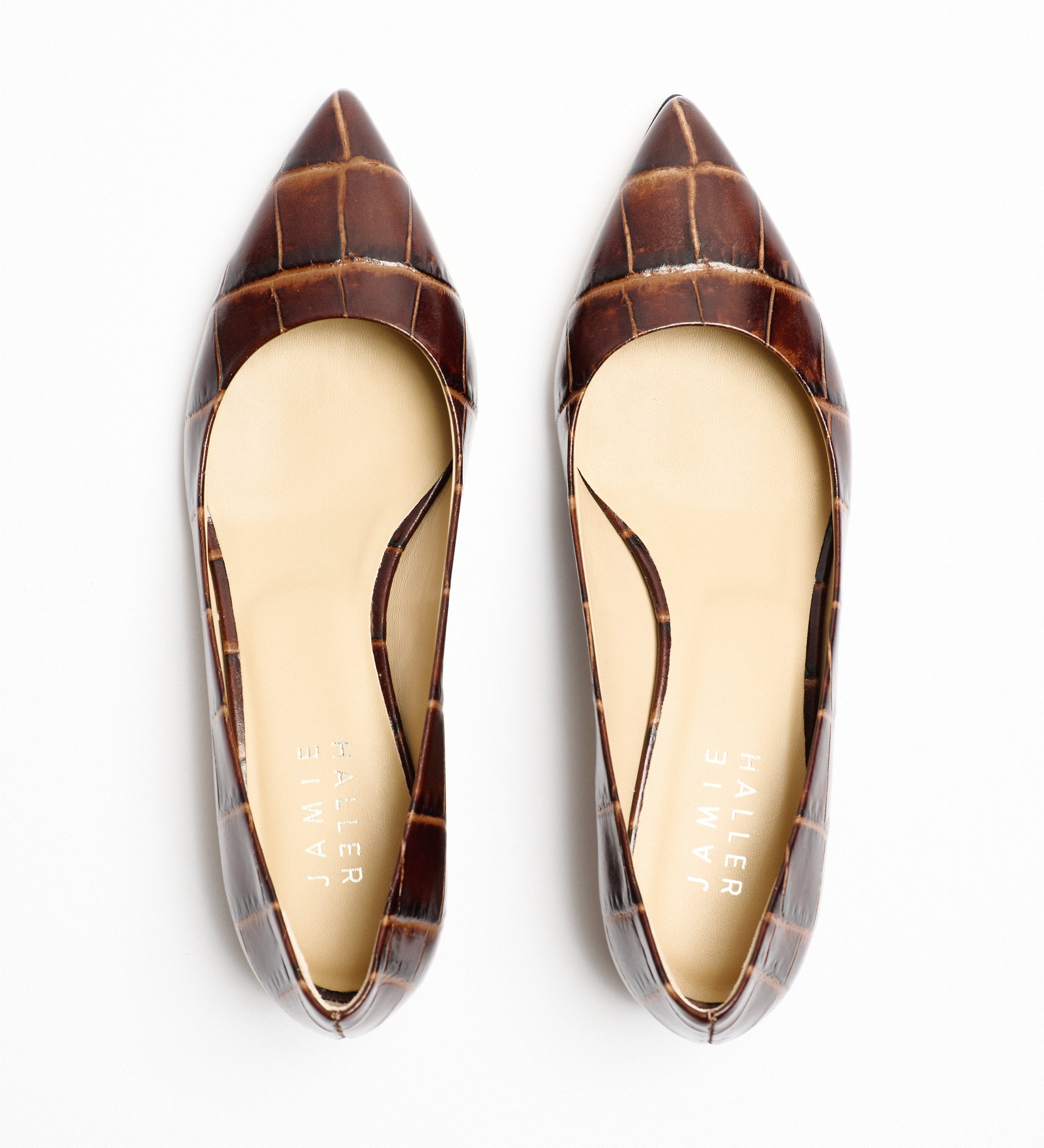 Jamie Haller - The Kitty Point Heel in Oxblood Croc