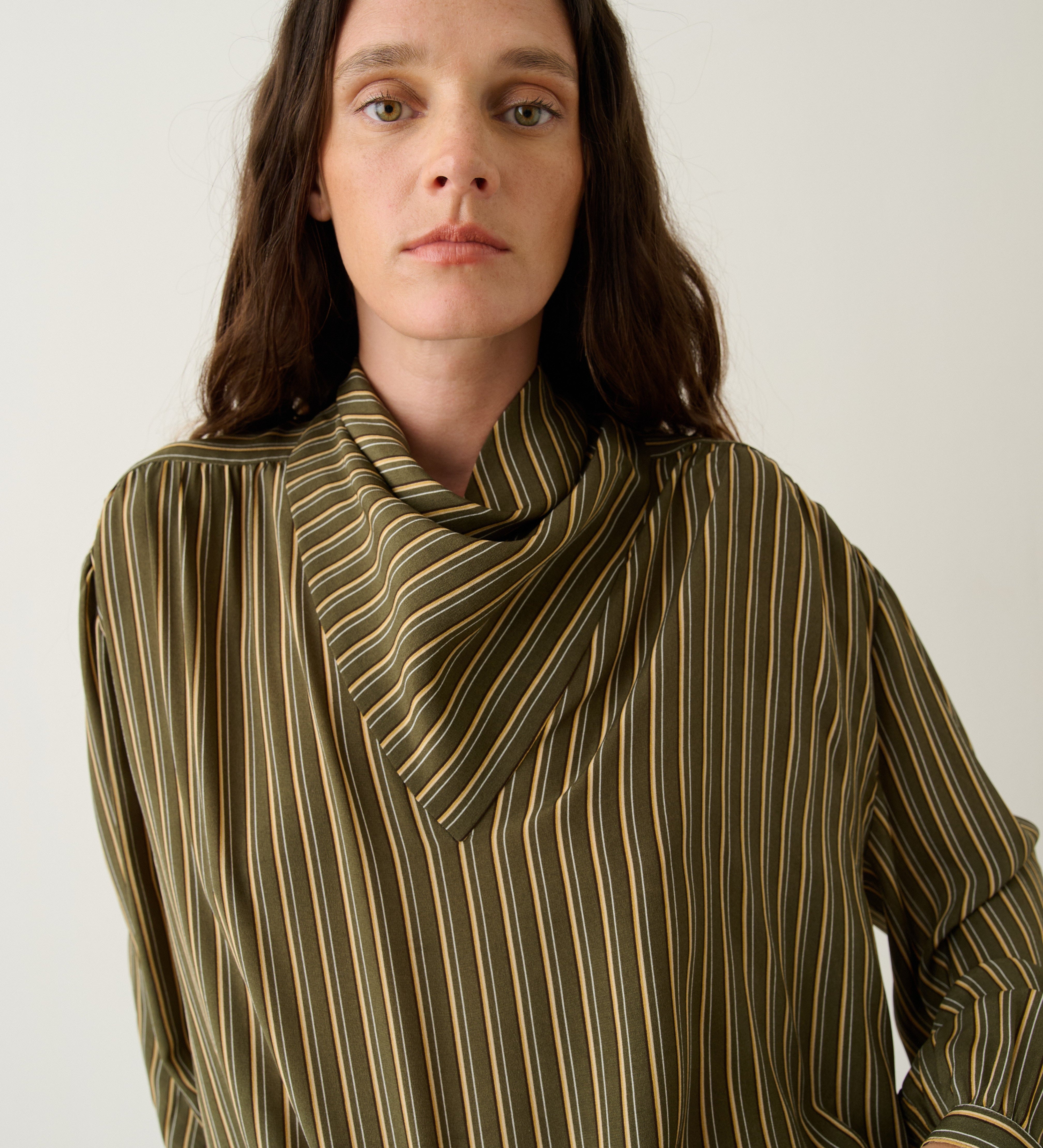 Jamie Haller - The Hankie Blouse in Cypress Stripe