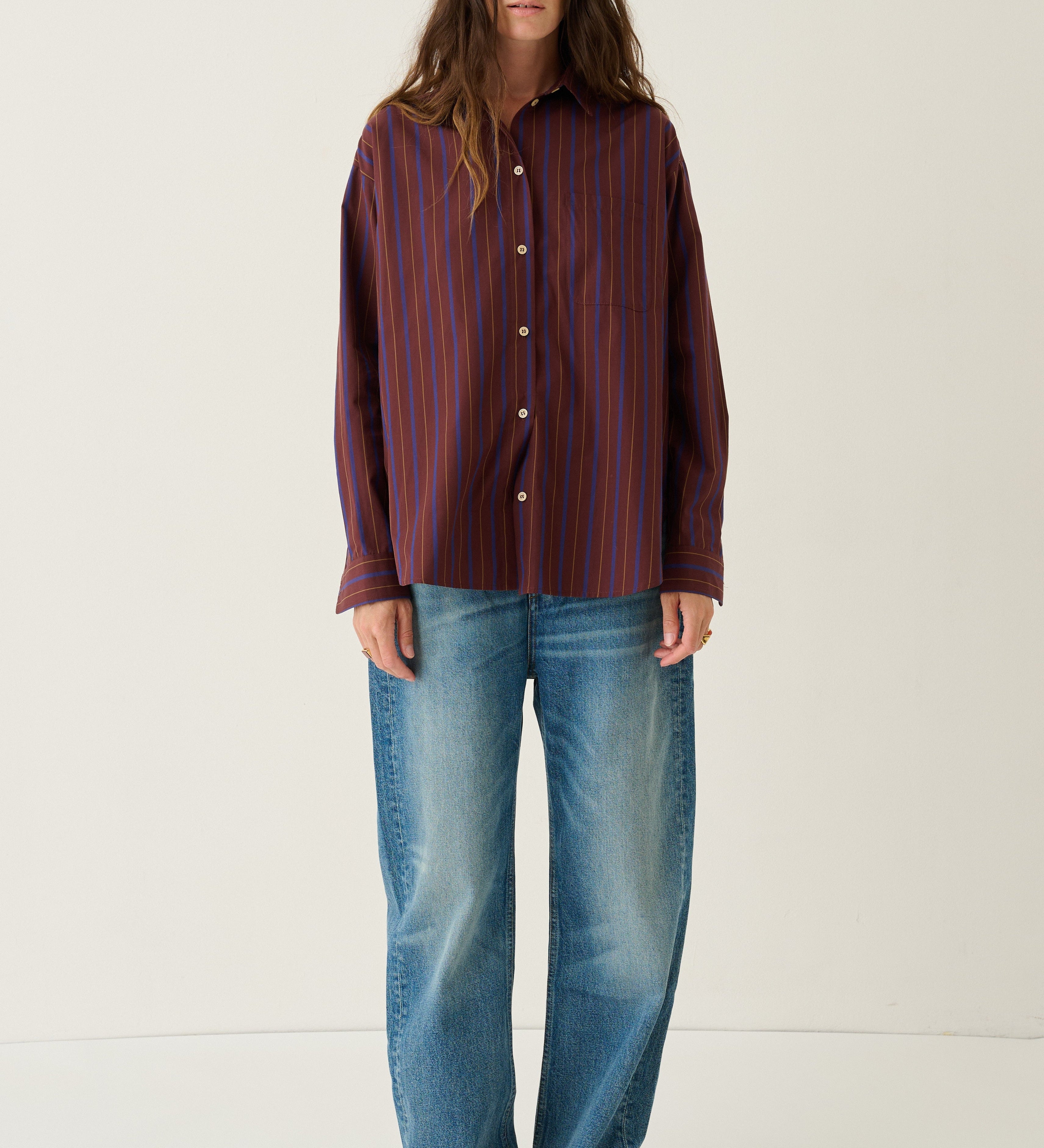 Jamie Haller - The Essential Shirt in Oxblood Stripe