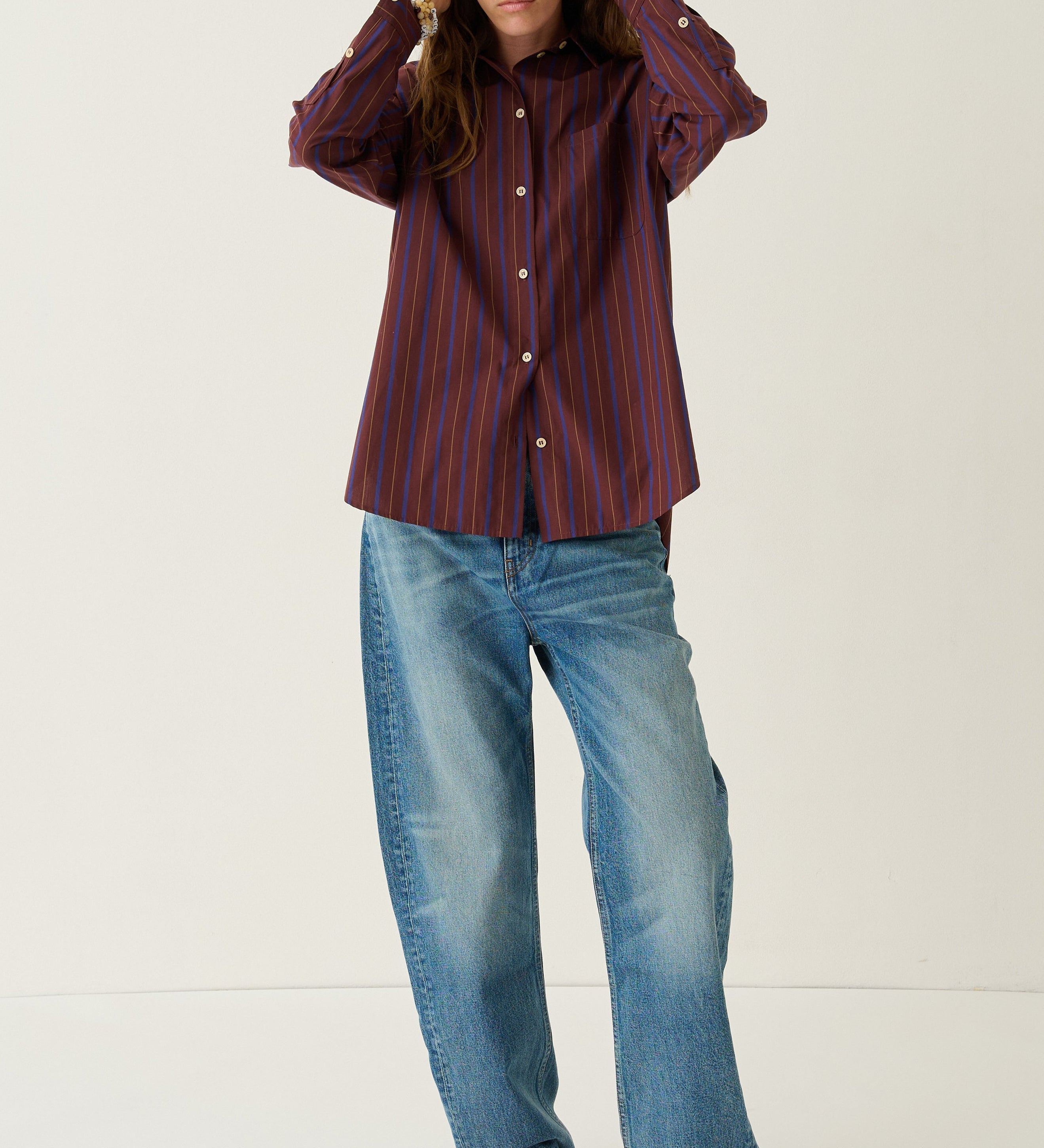 Jamie Haller - The Essential Shirt in Oxblood Stripe