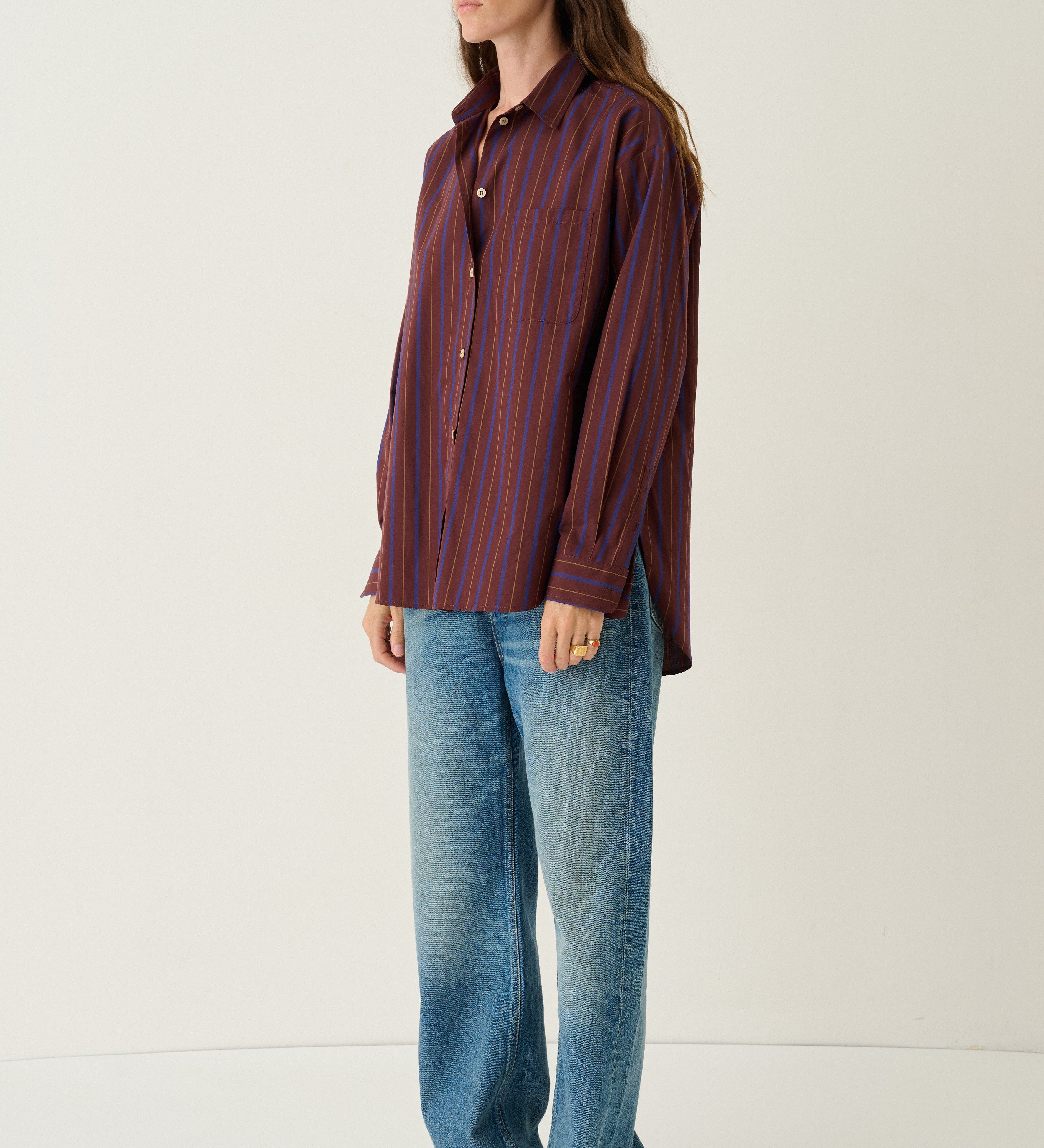 Jamie Haller - The Essential Shirt in Oxblood Stripe