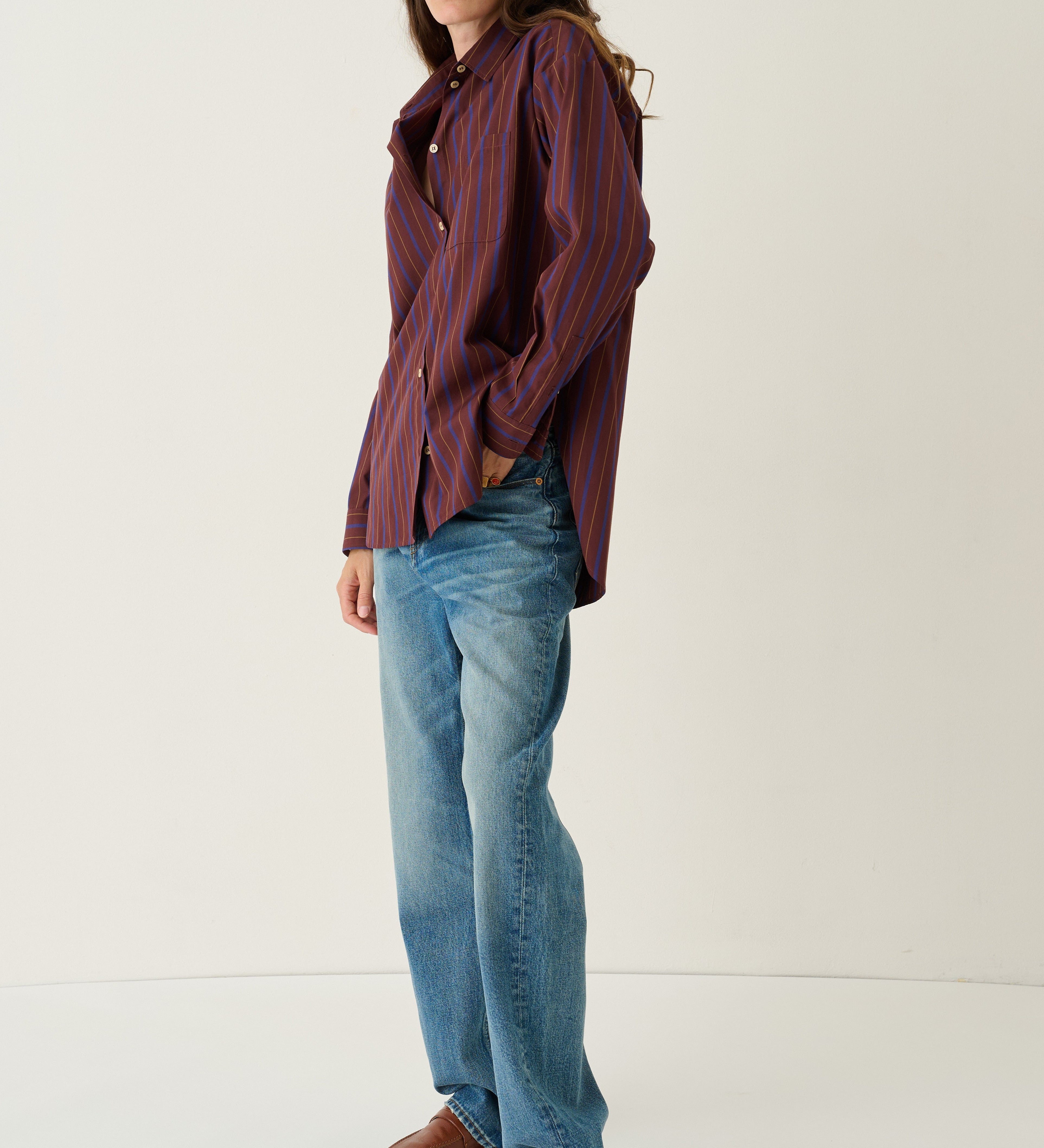 Jamie Haller - The Essential Shirt in Oxblood Stripe