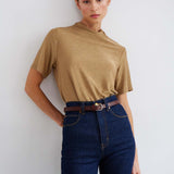 Jamie Haller - The Cowl Tee in Gold Lame