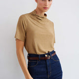 Jamie Haller - The Cowl Tee in Gold Lame
