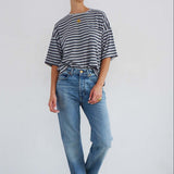 Jamie Haller - The Boxy Tee in Heather Navy Stripe