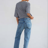 Jamie Haller - The Boxy Tee in Heather Navy Stripe