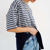 Jamie Haller - The Boxy Tee in Heather Navy Stripe