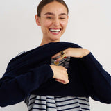 Jamie Haller - The Boxy Tee in Heather Navy Stripe