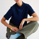 Jamie Haller - The Cowl Tee in Blue Lame