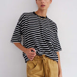 Jamie Haller - The Boxy Tee in Black White Stripe