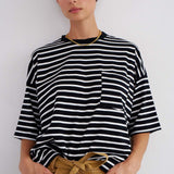 Jamie Haller - The Boxy Tee in Black White Stripe