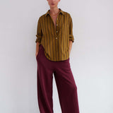 Jamie Haller - The Wide Leg Terry Trouser in Cherry Cola