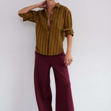 Jamie Haller - The Wide Leg Terry Trouser in Cherry Cola