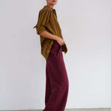 Jamie Haller - The Wide Leg Terry Trouser in Cherry Cola
