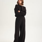 Jamie Haller - The Wide Leg Terry Trouser in Black