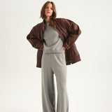 Jamie Haller - The Wide Leg Terry Trouser in Heather Grey