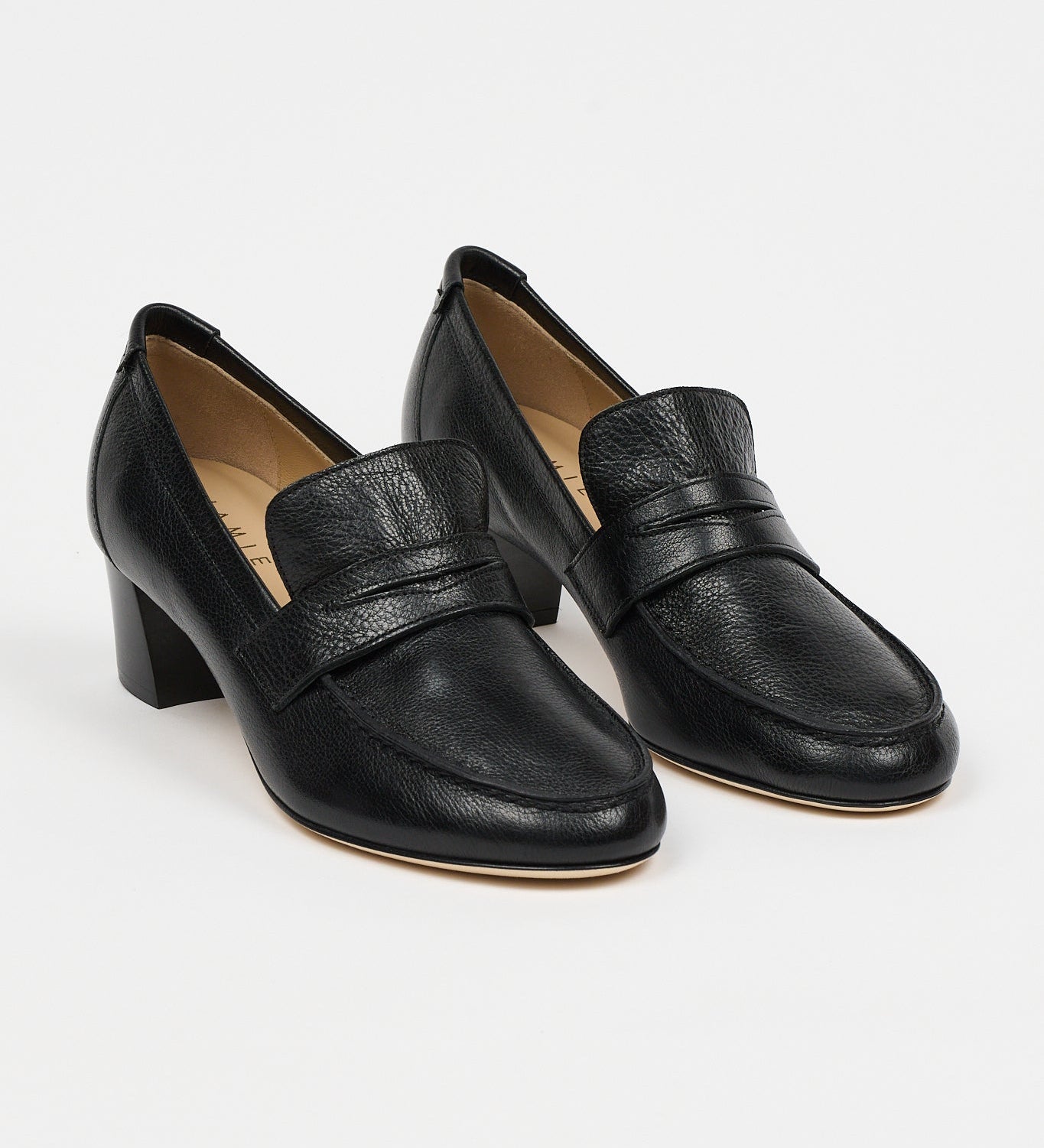 Jamie Haller - The Heeled Penny Loafer in Black