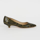 Jamie Haller - The Kitty Point Heel in Olive Snake