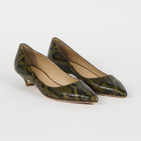 Jamie Haller - The Kitty Point Heel in Olive Snake
